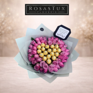 Ramo de 50 rosas con ferreros R50FR02