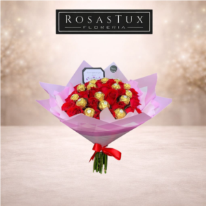 Ramo de 50 rosas con ferreros R50FR01