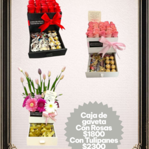 Caja de gaveta con rosas