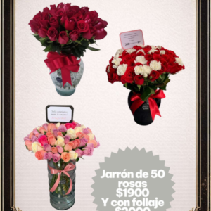 Jarron de 50 Rosas